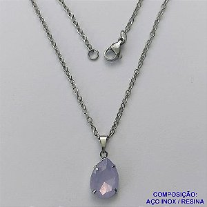 GARGANTILHA EM AÇO INOXIDÁVEL - (AÇO03) GARGANTILHA COM CORRENTE 50CM E PINGENTE EM RESINA LILÁS 3X7MM - COMPOSIÇÃO: AÇO INOXIDÁVEL - AÇO1806