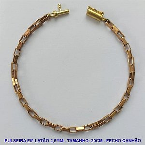 PULSEIRA NO BRUTO PRONTO PARA O BANHO - PULSEIRA 20CM -  LARGURA 2,5MM COM FECHO CANHÃO- PESO 9,3GR - BRU14220
