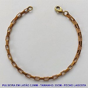 PULSEIRA NO BRUTO PRONTO PARA O BANHO - PULSEIRA 20CM -  LARGURA 2,5MM COM FECHO LAGOSTA - PESO 7,6GR - BRU14221