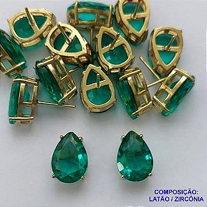 BRINCO NO BRUTO PRONTO PARA O BANHO - ZIRCÔNIA VERDE COM BASE EM ALTA FUSÃO - TAMANHO 10X14 - PESO TOTAL 4,0GR -  BRU14229