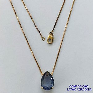 GARGANTILHA NO BRUTO PRONTO PARA O BANHO - CORRENTE VENEZIANA 45CM E  PINGENTE DE  ZIRCÔNIA LILÁS COM BASE EM ALTA FUSÃO  - TAMANHO 10X14 - PESO TOTAL 3,7GR -  BRU14232