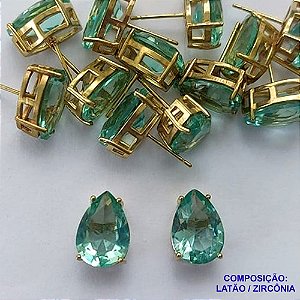 BRINCO NO BRUTO PRONTO PARA O BANHO - ZIRCÔNIA VERDE COM BASE EM ALTA FUSÃO - TAMANHO 10X14 - PESO TOTAL 4,0GR -  BRU14238