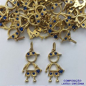 PINGENTE NO BRUTO PRONTO PARA O BANHO(CX109)(PX000002WG) - PINGENTE MENINO  CRAVEJADO EM MICROS ZIRCÔNIAS AZUÍS - COMPOSIÇÃO: LATÃO / ZIRCÔNIA  - TAMANHO 13X24MM - PESO TOTAL 1,5GR - BRU14246