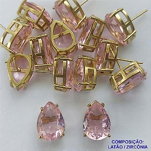 BRINCO NO BRUTO PRONTO PARA O BANHO - ZIRCÔNIA ROSA COM BASE EM ALTA FUSÃO - TAMANHO 10X14 - PESO TOTAL 4,0GR -  BRU14250