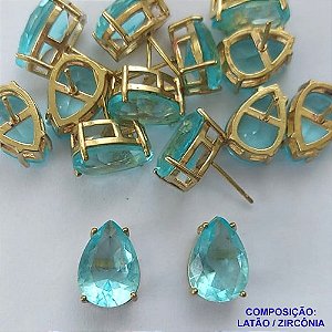 BRINCO NO BRUTO PRONTO PARA O BANHO - ZIRCÔNIA AZUL CLARA COM BASE EM ALTA FUSÃO - TAMANHO 10X14 - PESO TOTAL 4,0GR -  BRU14251