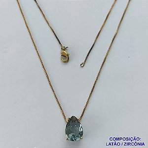 GARGANTILHA NO BRUTO PRONTO PARA O BANHO - CORRENTE VENEZIANA 45CM E  PINGENTE DE  ZIRCÔNIA FUMÊ COM BASE EM ALTA FUSÃO  - TAMANHO 10X14 - PESO TOTAL 3,7GR -  BRU14254