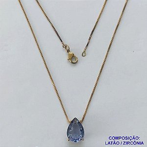 GARGANTILHA NO BRUTO PRONTO PARA O BANHO - CORRENTE VENEZIANA 45CM E  PINGENTE DE  ZIRCÔNIA FUSION LILÁS COM BASE EM ALTA FUSÃO  - TAMANHO 10X14 - PESO TOTAL 3,7GR -  BRU14259