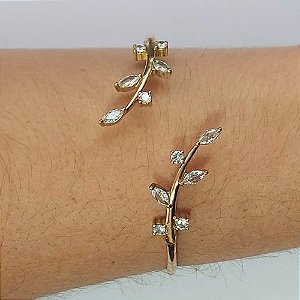PULSEIRA (BRACELETE) NO BRUTO PRONTO PARA O BANHO (CX109) - BRACELETE COM FORMATO FOLHAS DE ZIRCÔNIA - PESO 7.5GR  - BRU14288