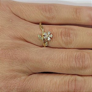 ANEL NO BRUTO PRONTO PARA O BANHO(CX111) - ANEL COM  PEDRA DE MICRO ZIRCÔNIAS FORMATO FLOR - PESO MEDIO 1,9GR - COMPOSIÇÃO: LATÃO / ZIRCÔNIA - ANEL000422
