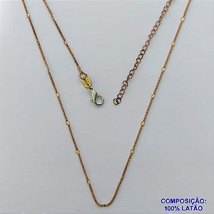 CORRENTE BRUTO PRONTO PARA O BANHO(CX112) - CORRENTE VENEZIANA TRABALHADA 0,8MM - TAMANHO: 45CM + EXTENSOR E FECHO LAGOSTA - PESO TOTAL 1,3GR - BRU14334