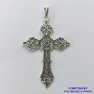 PINGENTE PRATA ENVELHECIDA - PINGENTE CRUCIFIXO PRATA ENVELHECIDA 36X50MM - PRA216