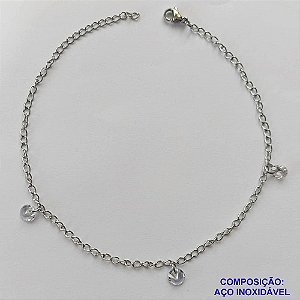 TORNOZELEIRA EM AÇO INOXIDÁVEL(CX112)- TORNOZELEIRA 25CM COM ZIRCÔNIAS REDONDA - COMPOSIÇÃO: AÇO INOXIDÁVEL - AÇO1859