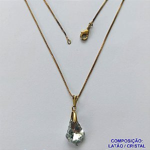 GARGANTILHA NO BRUTO PRONTA PARA O BANHO(CX112) - CORRENTE VENEZIANA DE 45CM PINGENTE FORMATO CRISTAL 16MM  - PESO TOTAL 3,1GR  BRU14345