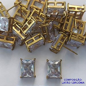 BRINCO NO BRUTO PRONTO PARA O BANHO - BRINCO DE PINO COM BASE EM ALTA FUSÃO E ZIRCÔNIA CRISTAL 8X10MM - PESO TOTAL 3,8GR -  BRU14398