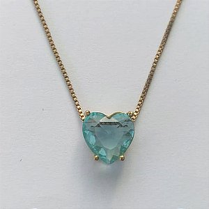 GARGANTILHA NO BRUTO PRONTO PARA O BANHO - GARGANTILHA COM CORRENTE VENEZIANA 45CM E PINGENTE COM BASE EM ALTA FUSÃO E PEDRA EM ZIRCÔNIA CORAÇÃO VERDE 10X10MM - PESO TOTAL 3,3GR - BRU14431