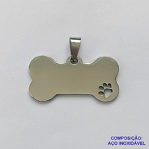 PINGENTE EM AÇO INOXIDÁVEL - (CX49) PINGENTE PLAQUINHA PET OSSO PARA GRAVAÇÃO 20X39MM - COMPOSIÇÃO: AÇO INOXIDÁVEL - AÇO1871