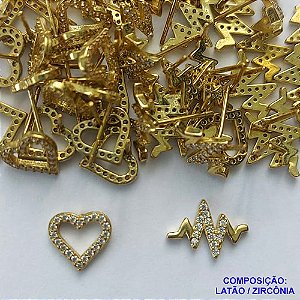 BRINCO NO BRUTO PRONTO PARA O BANHO(CX113) (BX000349W) - BRINCO DE PINO CORAÇÃO E BATIMENTO CARDÍACO COM MICROS ZIRCÔNIAS - TAMANHO 12MM - PESO TOTAL DO PAR 1,7GR - BRU14450