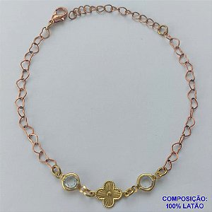 PULSEIRA NO BRUTO PRONTO PARA O BANHO - (CX.49) PULSEIRA TIPO VAN CLEFF COM PEDRA CRISTAL - TAMANHO 18CM - PESO 3,1GR - FECHO LAGOSTA - BRU14489
