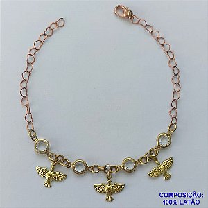 PULSEIRA NO BRUTO PRONTA PARA O BANHO - (CX.49)  PULSEIRA ESPÍRITO SANTO E CRISTAIS - TAMANHO 18CM - PESO 3,1GR - FECHO LAGOSTA - BRU14494
