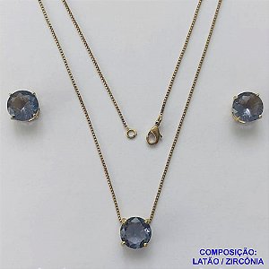 CONJUNTO NO BRUTO PRONTO PARA O BANHO - CORRENTE VENEZIANA 45CM E PINGENTE E BRINCOS COM BASE EM ALTA FUSÃO E ZIRCÔNIA LILÁS 10X10MM - PESO TOTAL 5,5GR - BRU14504