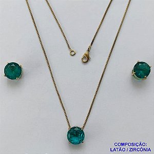CONJUNTO NO BRUTO PRONTO PARA O BANHO - CORRENTE VENEZIANA 45CM E PINGENTE E BRINCOS COM BASE EM ALTA FUSÃO E ZIRCÔNIA AZUL 10X10MM - PESO TOTAL 5,5GR - BRU14516