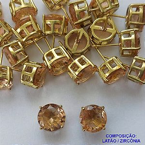BRINCO NO BRUTO PRONTO PARA O BANHO - BRINCOS DE PINO COM BASE EM ALTA FUSÃO E ZIRCÔNIA BEGE 10X10MM - PESO TOTAL 2,4GR - BRU14525