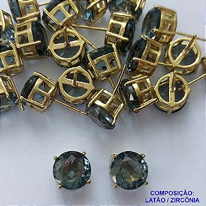 BRINCO NO BRUTO PRONTO PARA O BANHO - BRINCOS DE PINO COM BASE EM ALTA FUSÃO E ZIRCÔNIA FUMÊ 10X10MM - PESO TOTAL 2,4GR - BRU14526
