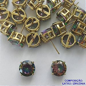 BRINCO NO BRUTO PRONTO PARA O BANHO - BRINCOS DE PINO COM BASE EM ALTA FUSÃO E ZIRCÔNIA COLORIDO 10X10MM - PESO TOTAL 2,4GR - BRU14535