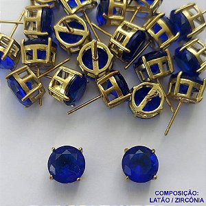BRINCO NO BRUTO PRONTO PARA O BANHO - BRINCOS DE PINO COM BASE EM ALTA FUSÃO E ZIRCÔNIA AZUL TURQUESA 10X10MM - PESO TOTAL 2,4GR - BRU14537