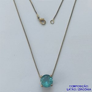 GARGANTILHA NO BRUTO PRONTO PARA O BANHO - GARGANTILHA COM CORRENTE VENEZIANA 45CM E PINGENTE COM BASE EM ALTA FUSÃO E PEDRA EM ZIRCÔNIA AZUL 10X10MM - PESO TOTAL 3,1GR - BRU14546