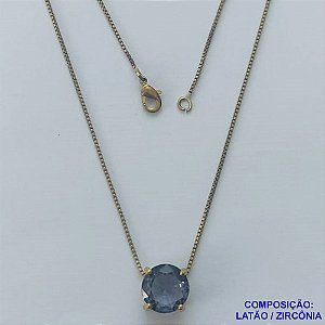 GARGANTILHA NO BRUTO PRONTO PARA O BANHO - GARGANTILHA COM CORRENTE VENEZIANA 45CM E PINGENTE COM BASE EM ALTA FUSÃO E PEDRA EM ZIRCÔNIA LILÁS 10X10MM - PESO TOTAL 3,1GR - BRU14547