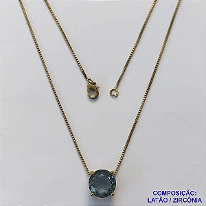 GARGANTILHA NO BRUTO PRONTO PARA O BANHO - GARGANTILHA COM CORRENTE VENEZIANA 45CM E PINGENTE COM BASE EM ALTA FUSÃO E PEDRA EM ZIRCÔNIA FUMÊ 10X10MM - PESO TOTAL 3,1GR - BRU14553