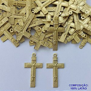 ACESSÓRIO NO BRUTO PRONTO PARA O BANHO(CX114) - (3.388) PINGENTE CRUCIFIXO TERÇO 15X25MM - PESO TOTAL 0,6GR - COMPOSIÇÃO: 100% LATÃO - BRU0002983