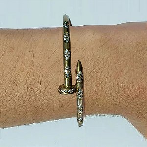 PULSEIRA (BRACELETE) NO BRUTO PRONTO PARA O BANHO - (CX114) BRACELETE PREGO CRAVEJADO EM MICROS ZIRCÔNIAS - PESO TOTAL 12GR - BRU14569