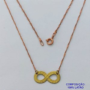 GARGANTILHA NO BRUTO PRONTA PARA O BANHO COM CORRENTE SINGAPURA DE 45CM (1527) INFINITO AMOR ETERNO AMOR 22MM - PESO TOTAL 2,3GR - BRU14587