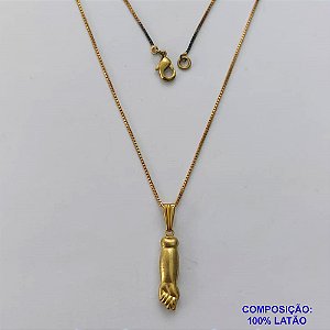 GARGANTILHA NO BRUTO PRONTA PARA O BANHO - CORRENTE VENEZIANA 45CM E PINGENTE FIGA 21MM - PESO TOTAL 1,6GR - BRU14590