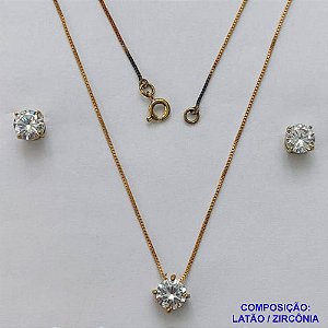 CONJUNTO NO BRUTO PRONTO PARA O BANHO - (CX.39)  CORRENTE VENEZIANA 45CM - BASE EM ALTA FUSÃO COM ZIRCONIAS DE 8X8MM - PESO  TOTAL 4,5GR  - BRU14594