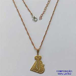 GARGANTILHA NO BRUTO PRONTA PARA BANHO - )(CX.47)  CORRENTE SINGAPURA 45CM E PINGENTE CORAÇÃO COM CHAVE 12MM - PESO 2,8GR - COMPOSIÇÃO: LATÃO - BRU14615