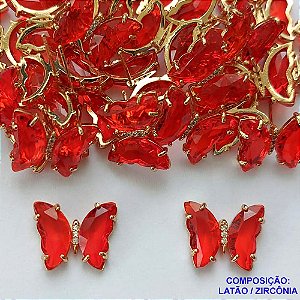 BRINCO NO BRUTO PRONTO PARA BANHO - (CX.45)  BRINCO DE PINO BORBOLETA EM ZIRCÔNIA 15X18MM -  PESO 3,9GR - COMPOSIÇÃO: LATÃO / ZIRCÔNIA - BRU14622
