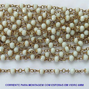 CORRENTE NO BRUTO PRONTA PARA O BANHO - (CX.47)  (COL417-1) CORRENTE COM ESFERAS EM VIDRO 6MM - (VENDIDA POR METRO) - BRU14623