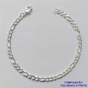 PULSEIRA FOLHEADA A PRATA COM 50 MILÉSIMOS  + VERNIZ DIAMOND PULSEIRA 3X1 18CM PRA297