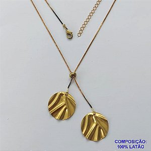 GARGANTILHA NO BRUTO PRONTA PARA O BANHO - GARGANTILHA GRAVATINHA (AJUSTÁVEL) 45CM + EXTENSOR COM PINGENTES REDONDOS MARTELADOS 21MM - PESO TOTAL 4,4GR - BRU14631
