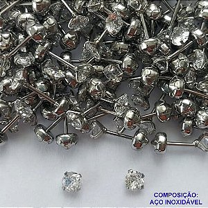 BRINCO EM AÇO INOXIDÁVEL - BRINCO DE PINO COM ZIRCÔNIA 3MM E TARRAXA BABY -  (CX.116) COMPOSIÇÃO: AÇO INOXIDÁVEL - AÇO1888