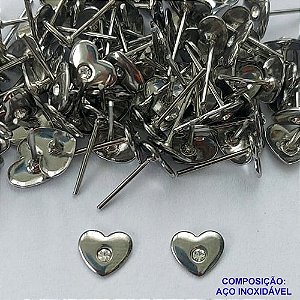 BRINCO EM AÇO INOXIDÁVEL - BRINCO DE PINO CORAÇÃO COM ZIRCÔNIA CRISTAL 7MM  - (CX.116)  COMPOSIÇÃO: AÇO INOXIDÁVEL - AÇO1894