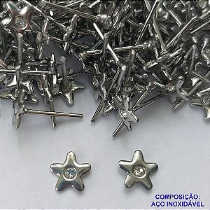 BRINCO EM AÇO INOXIDÁVEL - BRINCO DE PINO ESTRELA COM ZIRCÔNIA 6MM  - (CX.116)  COMPOSIÇÃO: AÇO INOXIDÁVEL - AÇO1896