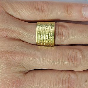 ANEL NO BRUTO PRONTO PARA O BANHO - (CX.116)  ANEL AJUSTÁVEL ORAÇÃO DE PAI NOSSO (3.075) - LARGURA 14MM - PESO MEDIO 3,3GR - COMPOSIÇÃO LATÃO - ANEL000460