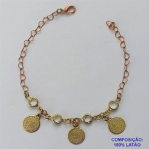 PULSEIRA NO BRUTO PRONTO PARA O BANHO - (CX.117)  PULSEIRA 18CM COM PINGENTES COM ORAÇÃO PAI NOSSO - COMPOSIÇÃO: 100% LATÃO - PESO TOTAL 2,4GR - BRU14685