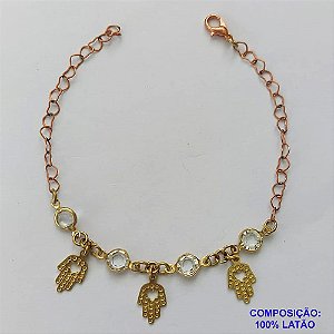 PULSEIRA NO BRUTO PRONTO PARA O BANHO - (cx.117)  PULSEIRA 18CM COM MÃOS DE FÁTIMA - COMPOSIÇÃO: 100% LATÃO - PESO TOTAL 2GR - BRU14687