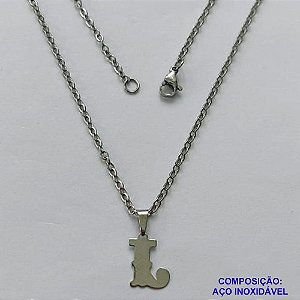 GARGANTILHA EM AÇO INOXIDÁVEL - (AÇO03) (CX.118)  GARGANTILHA COM CORRENTE 50CM E PINGENTE LETRA L 10MM - COMPOSIÇÃO: AÇO INOXIDÁVEL - AÇO1932