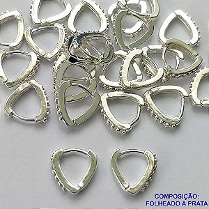 BRINCO FOLHEADA A PRATA COM 50 MILÉSIMOS + VERNIZ DIAMOND - BRINCO ARGOLA COM 1 FILEIRA DE MICRO ZIRCÔNIAS 8MM PRA322